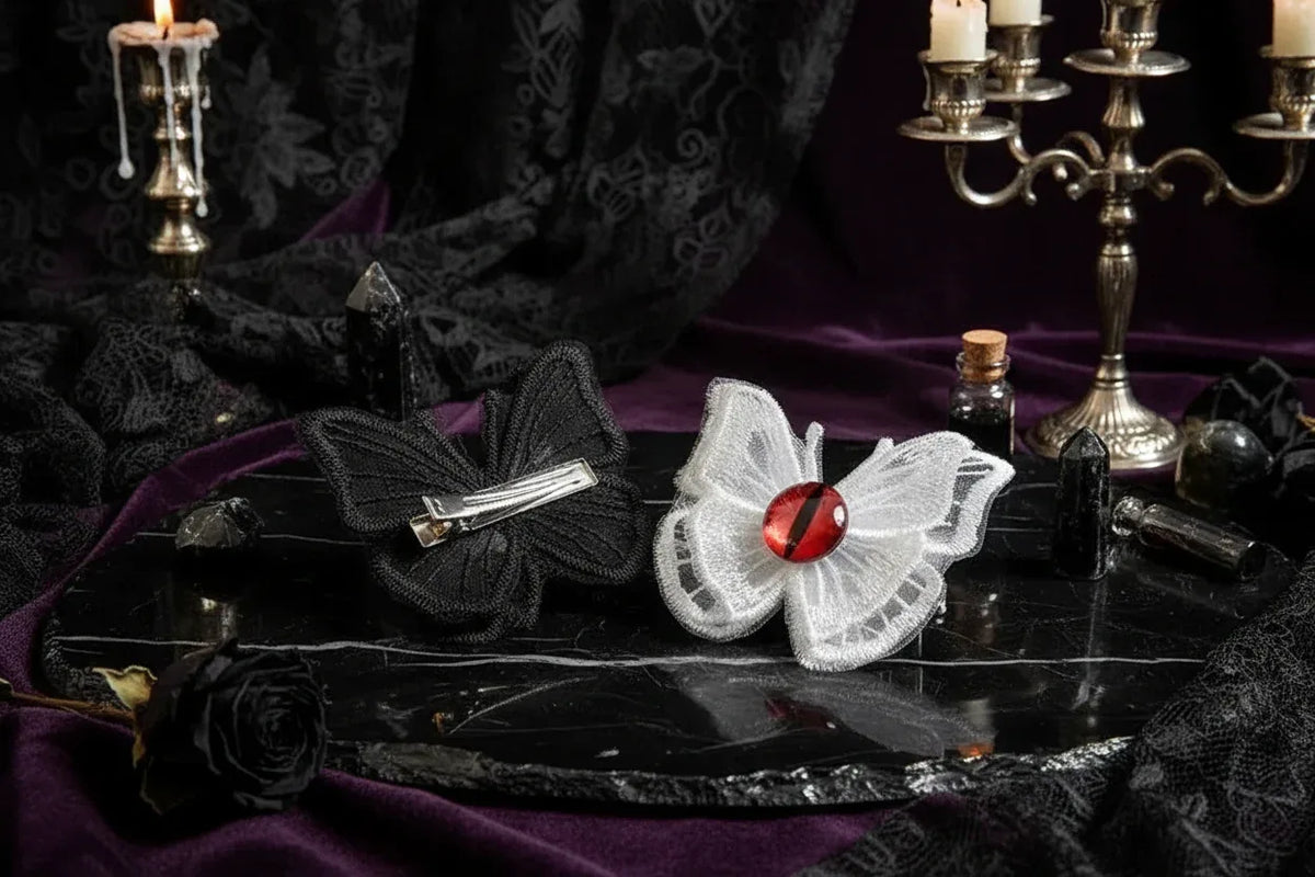 Devil Butterfly Clip - Sorceress Sanctuary White-Black
