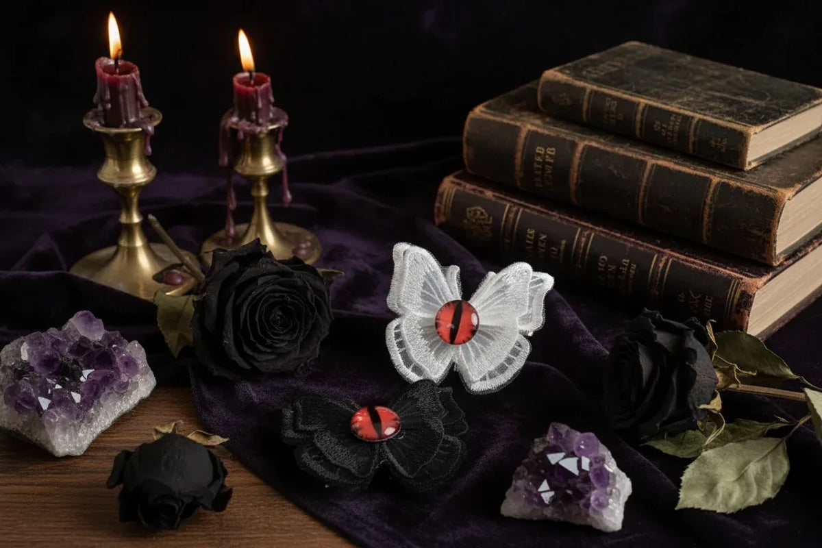 Devil Butterfly Clip - Sorceress Sanctuary White-Black