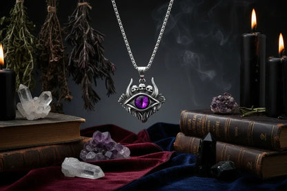 Devil Eye Pendant Necklace - Sorceress Sanctuary Yellow Black / Add matching chain 60cm