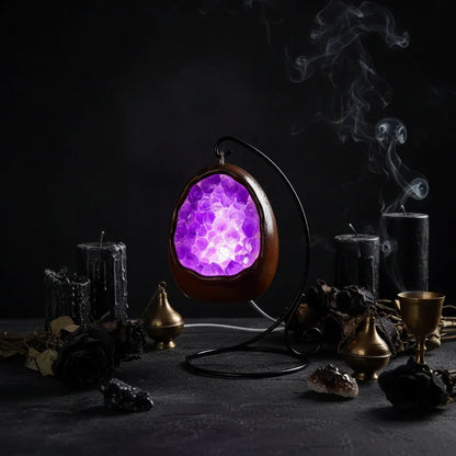 Dinosaur Egg Crystal Lamp - Sorceress Sanctuary Amethyst / Crystal hole-Brazilian citrine / Crystal hole