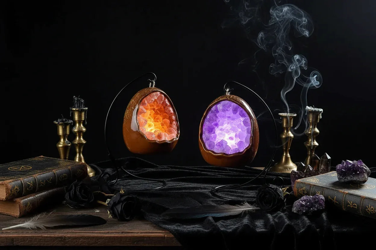 Dinosaur Egg Crystal Lamp - Sorceress Sanctuary Amethyst / Crystal hole-Brazilian citrine / Crystal hole