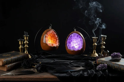 Dinosaur Egg Crystal Lamp - Sorceress Sanctuary Amethyst / Crystal hole-Brazilian citrine / Crystal hole