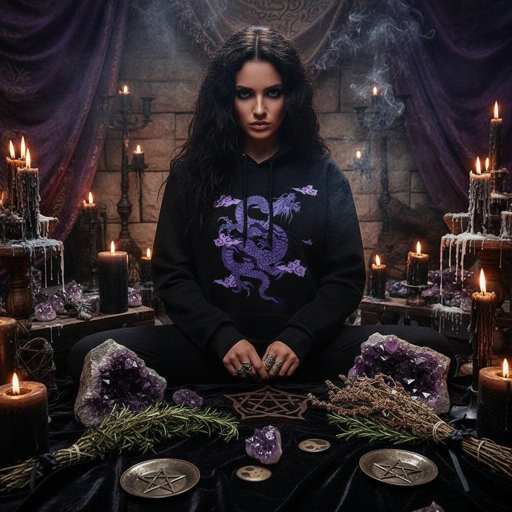 Dragon Cloud Hoodie - Sorceress Sanctuary Purple Dragon-Red / S-Purple Dragon-Red / M-Purple Dragon-Red / L-Purple Dragon-Red / XL-Purple Dragon-Red / XXL