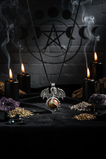 Vintage Dragon 16mm Natural Stone Crystal Pendant Sorceress Sanctuary