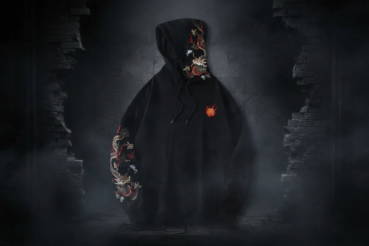Dragon Embroidered Hoodie - Sorceress Sanctuary Black / M-Black / L-Black / XL-Black / XXL-Black / 3XL