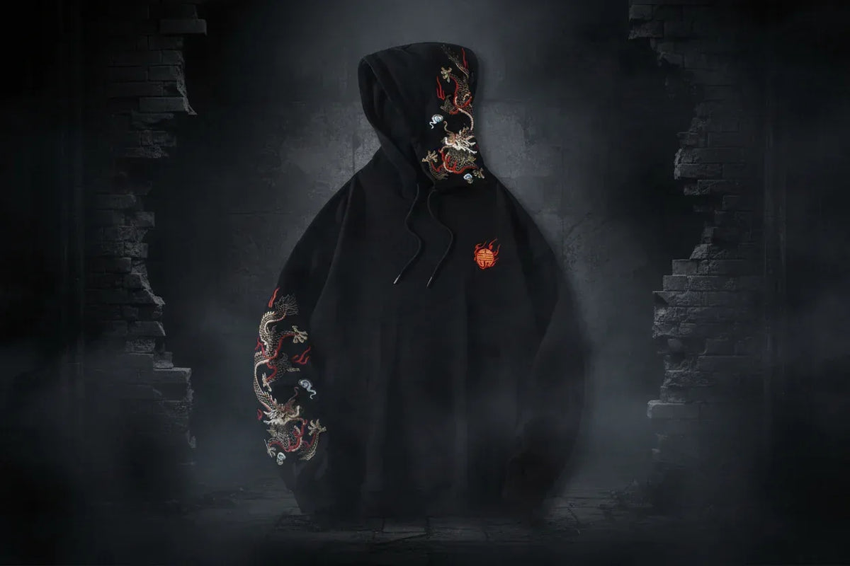 Dragon Embroidered Hoodie - Sorceress Sanctuary Black / M-Black / L-Black / XL-Black / XXL-Black / 3XL