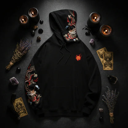 Dragon Embroidered Hoodie - Sorceress Sanctuary Black / M-Black / L-Black / XL-Black / XXL-Black / 3XL