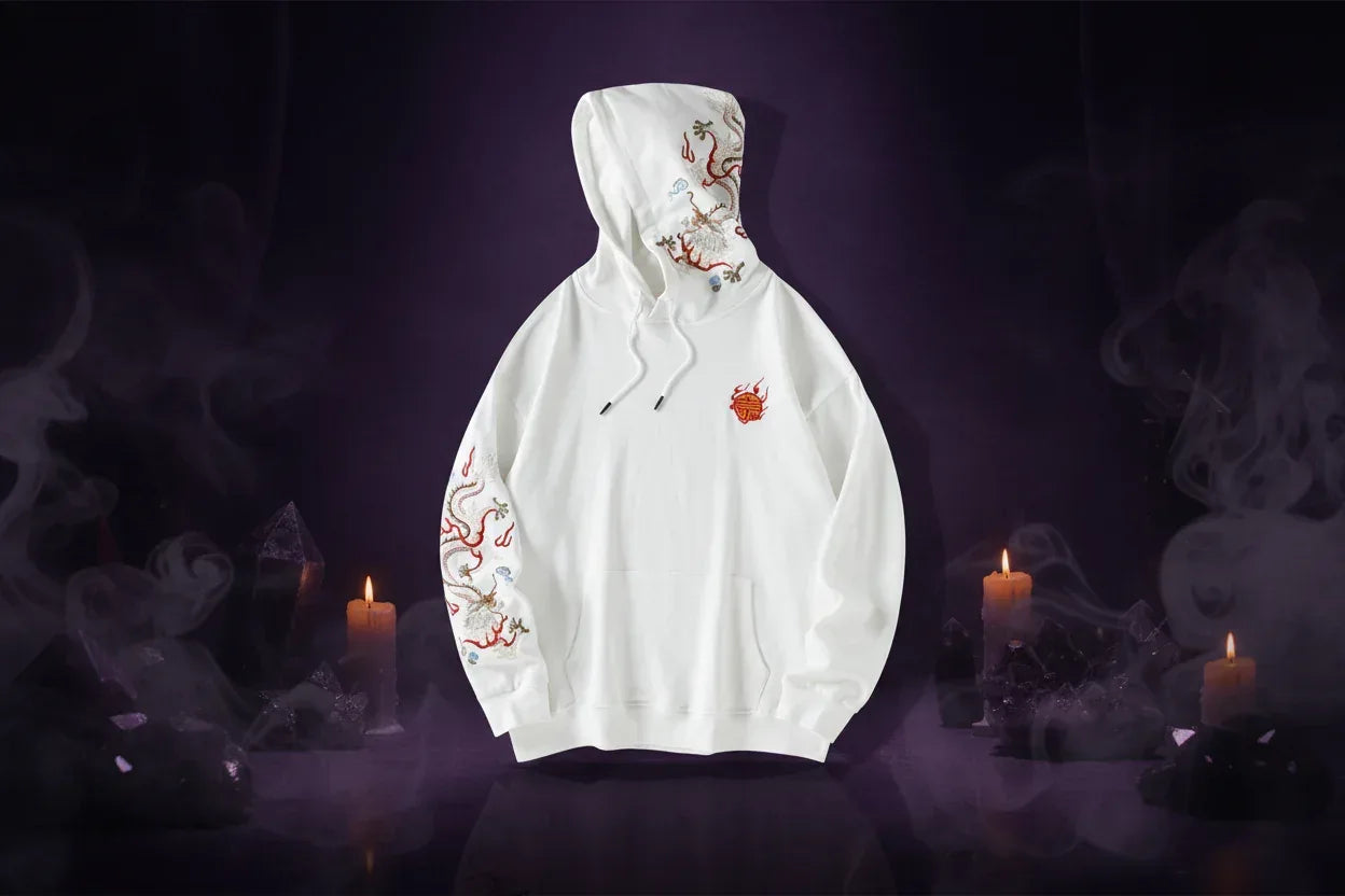 Dragon Embroidered Hoodie - Sorceress Sanctuary Black / M-Black / L-Black / XL-Black / XXL-Black / 3XL