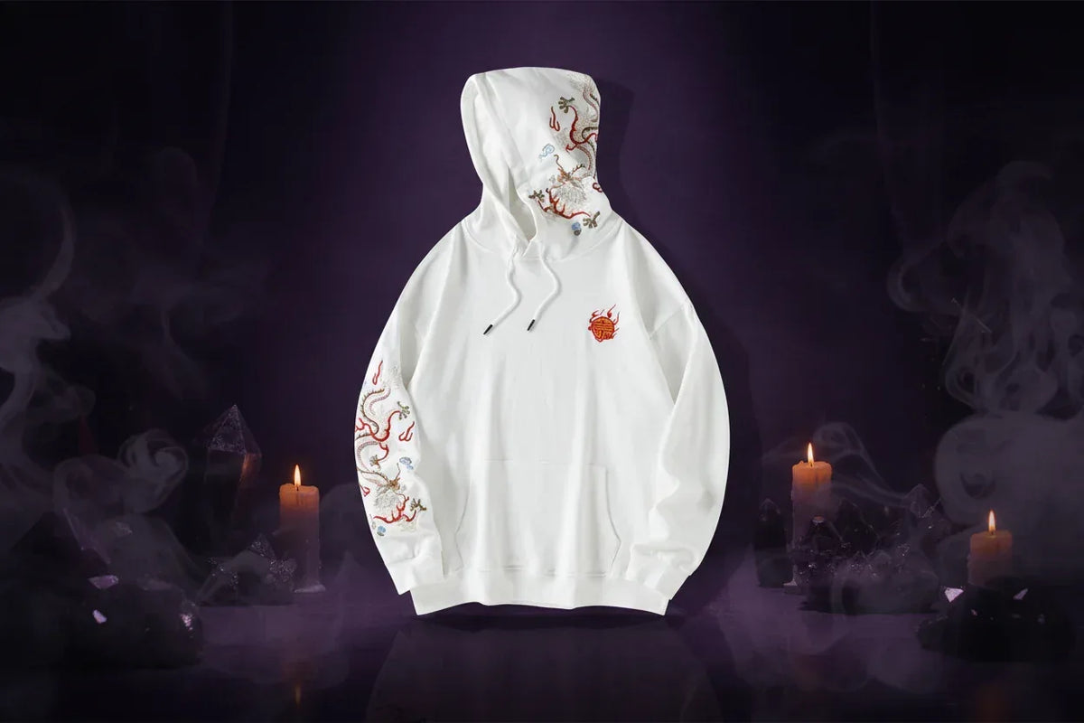 Dragon Embroidered Hoodie - Sorceress Sanctuary Black / M-Black / L-Black / XL-Black / XXL-Black / 3XL