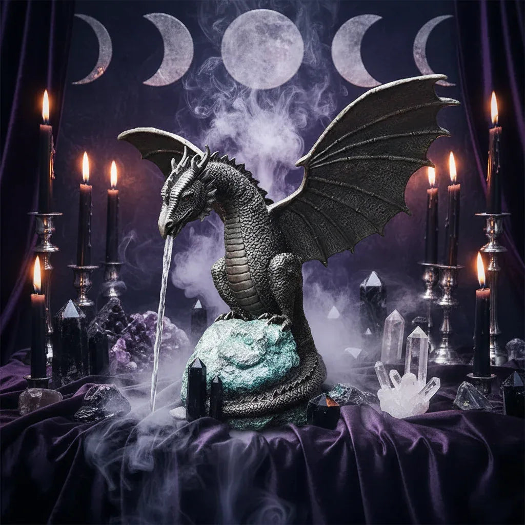 Dragon Fountain Sculpture - Sorceress Sanctuary Water Sprayer-4-piece set