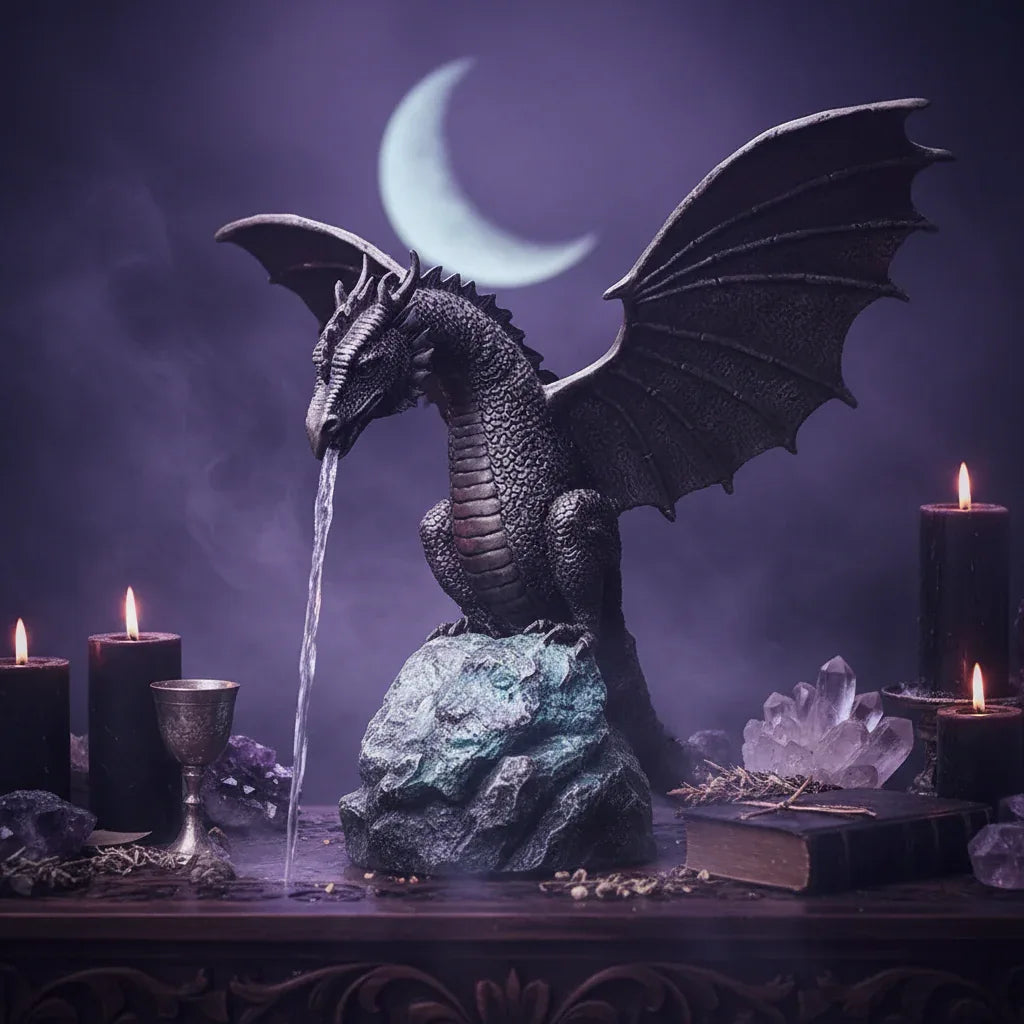 Dragon Fountain Sculpture - Sorceress Sanctuary Water Sprayer-4-piece set