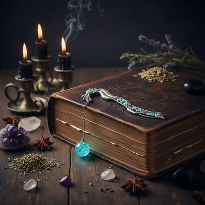 Glow-in-the-Dark Dragon Bookmark with Vintage Metal Design Sorceress Sanctuary