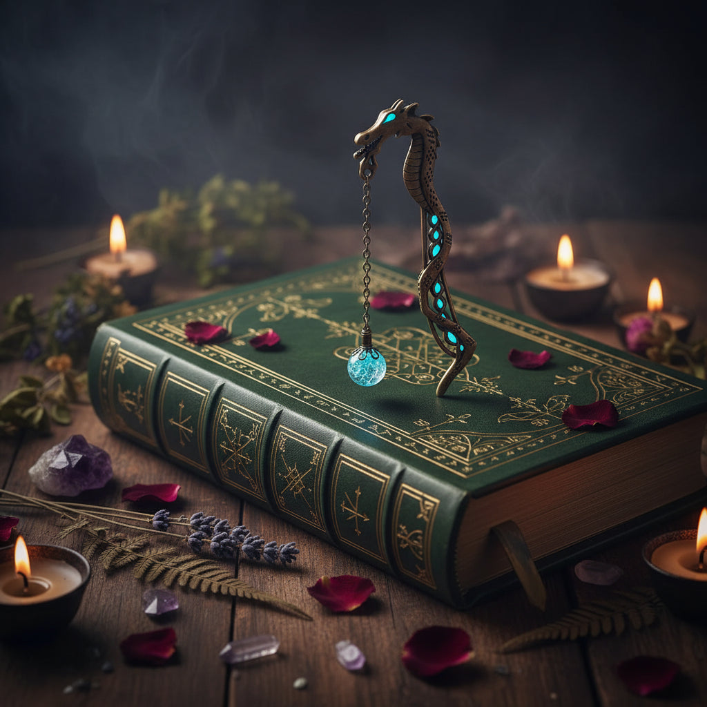Glow-in-the-Dark Dragon Bookmark with Vintage Metal Design Sorceress Sanctuary