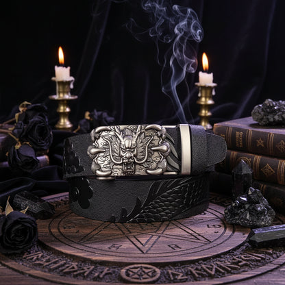 Dragon Leather Belt - Sorceress Sanctuary Black V - Gold Buckle / 110cm-Black V - Gold Buckle / 120cm-Black V - Gold Buckle / 125cm-Curry V - Silver buckle / 130cm-Curry V - Gold Buckle / 110cm