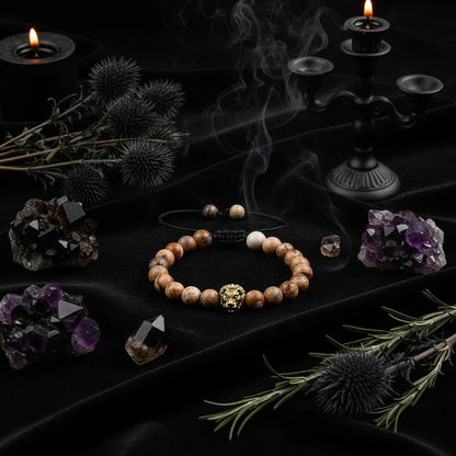 Dragon & Lion Bracelet - Sorceress Sanctuary Black dragon pattern silver-Black frosted gold-Chartreuse gold-White pine silver-Volcanic stone gold
