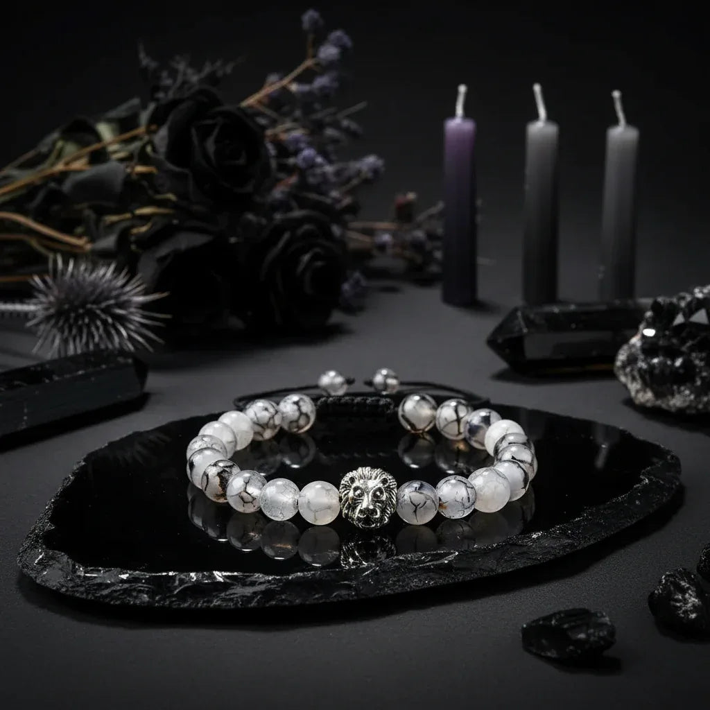 Dragon & Lion Bracelet - Sorceress Sanctuary Black dragon pattern silver-Black frosted gold-Chartreuse gold-White pine silver-Volcanic stone gold