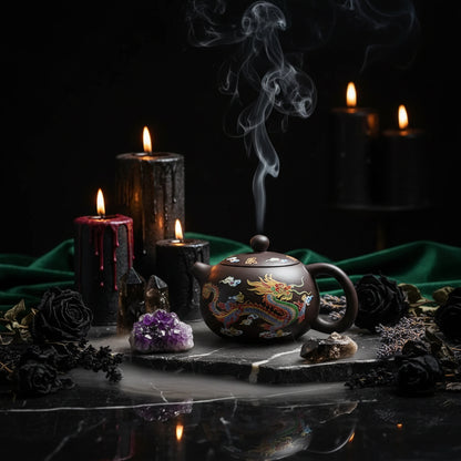 Colour Switch Mystic Teapot - Sorceress Sanctuary Dragon And Phoenix Pot-Dragon And Phoenix Pot Boxed-Dragon And Phoenix Pot Red Box-Dragon And Phoenix Pot Red Mud