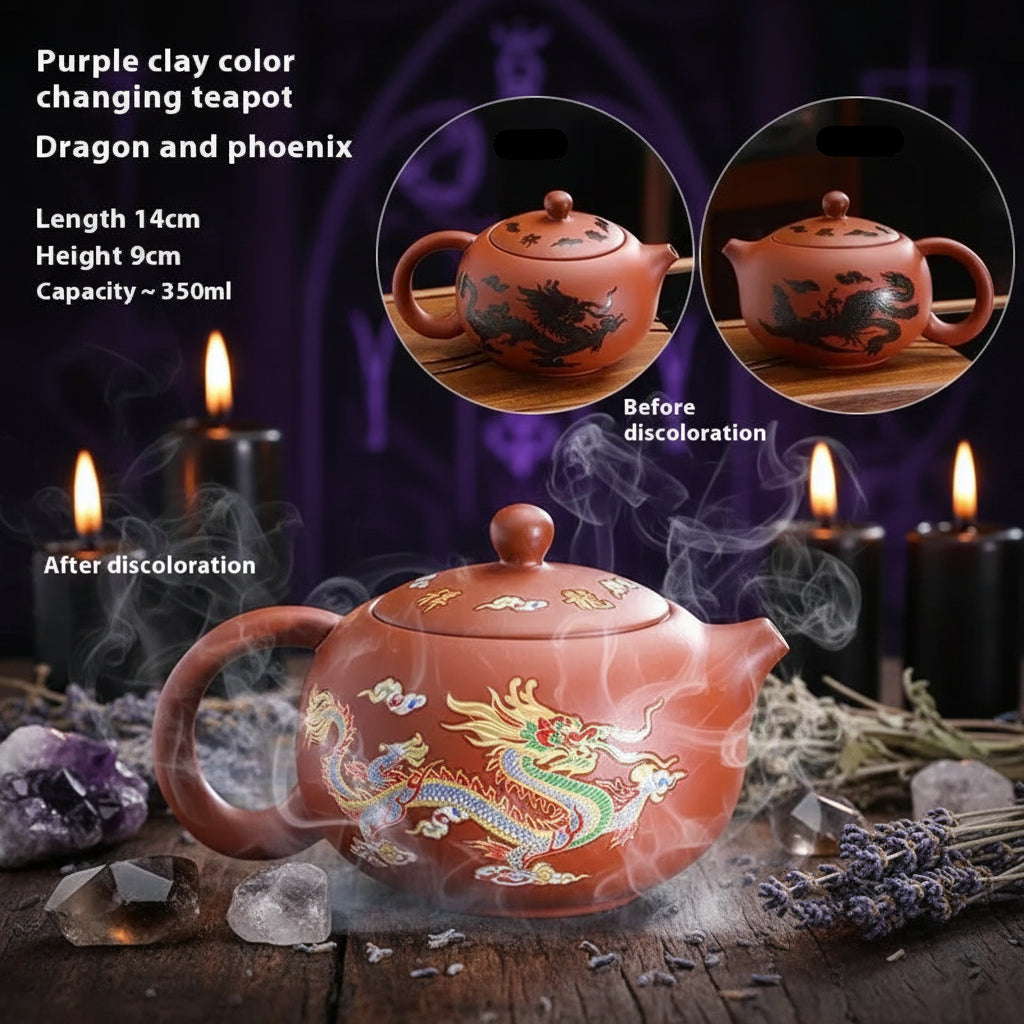 Colour Switch Mystic Teapot - Sorceress Sanctuary Dragon And Phoenix Pot-Dragon And Phoenix Pot Boxed-Dragon And Phoenix Pot Red Box-Dragon And Phoenix Pot Red Mud
