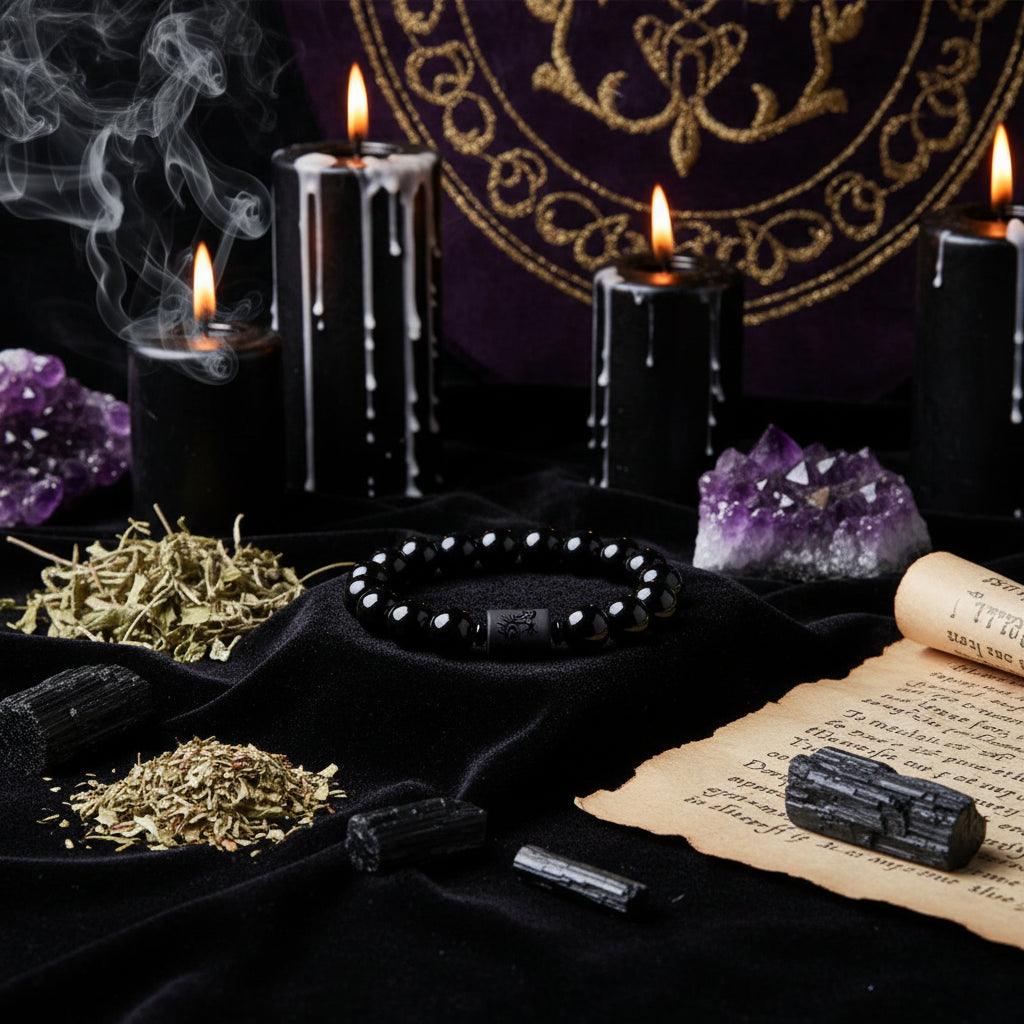 Classic Obsidian Dragon and Phoenix Bracelet with Zodiac Sorceress Sanctuary