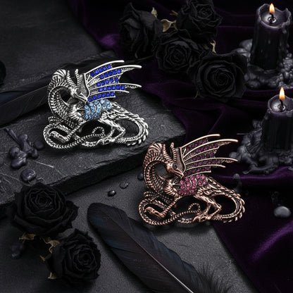 Dragon Rhinestone Brooch - Sorceress Sanctuary Copper-Silver