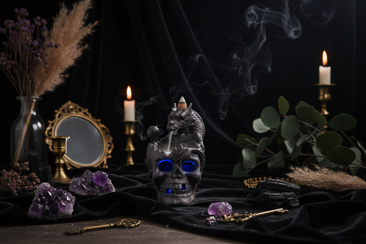 Dragon Skull Burner - Sorceress Sanctuary Skull Head Dragon / LED Light-Skull Head / LED Light