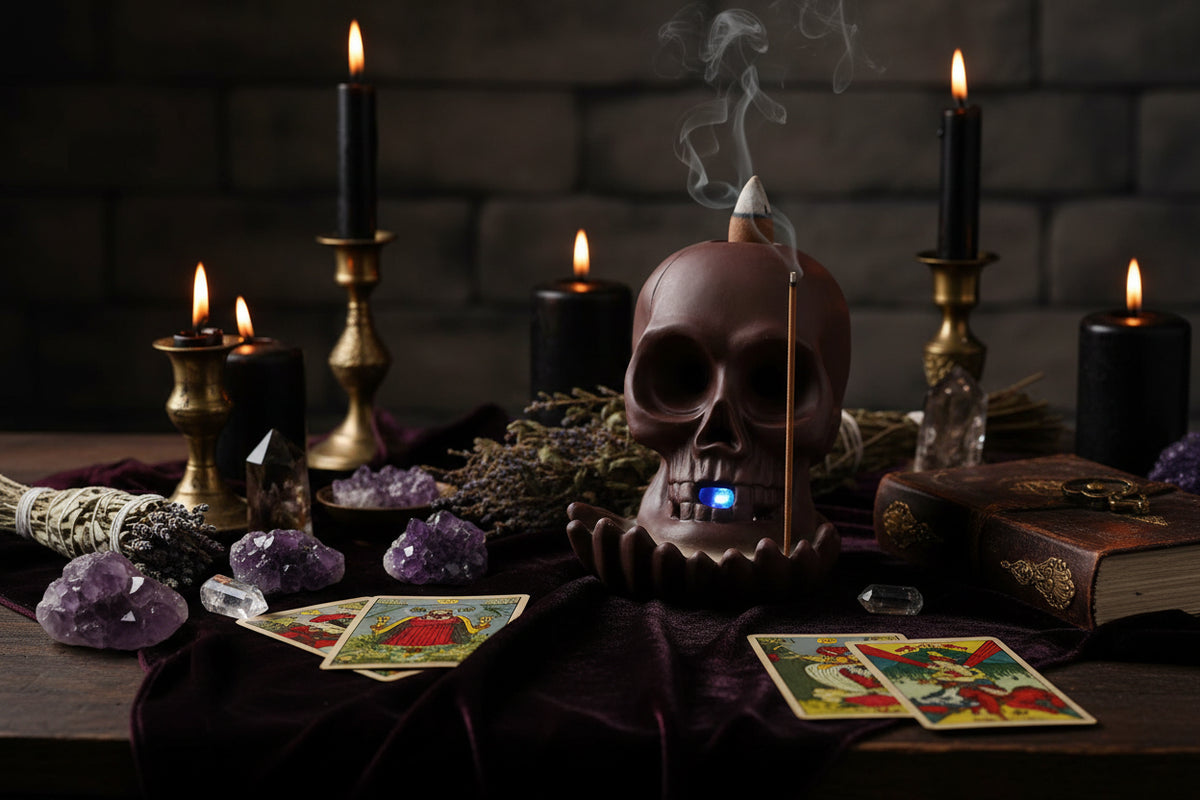 Dragon Skull Burner - Sorceress Sanctuary Skull Head Dragon / LED Light-Skull Head / LED Light