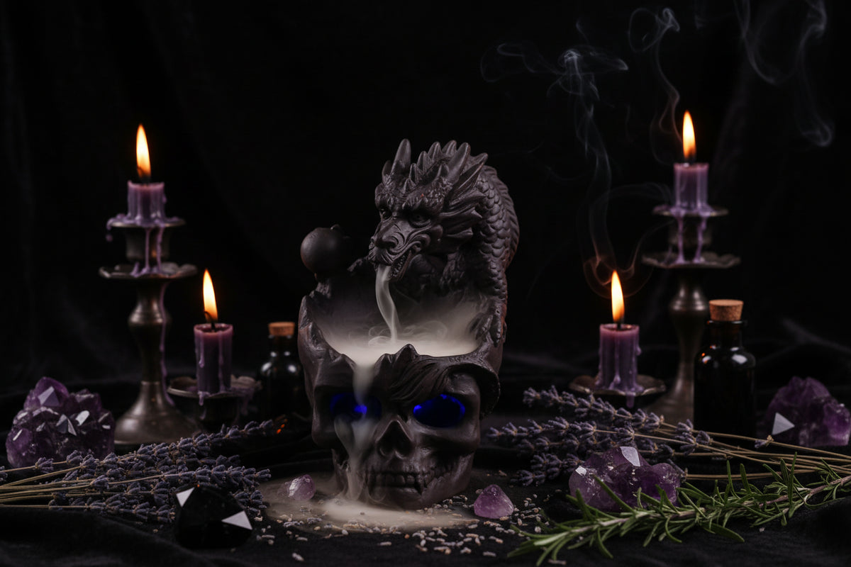 Dragon Skull Burner - Sorceress Sanctuary Skull Head Dragon / LED Light-Skull Head / LED Light