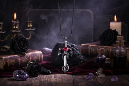 Dragon Sword Necklace - Sorceress Sanctuary Green-Red-Blue