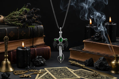 Dragon Sword Necklace - Sorceress Sanctuary Green-Red-Blue