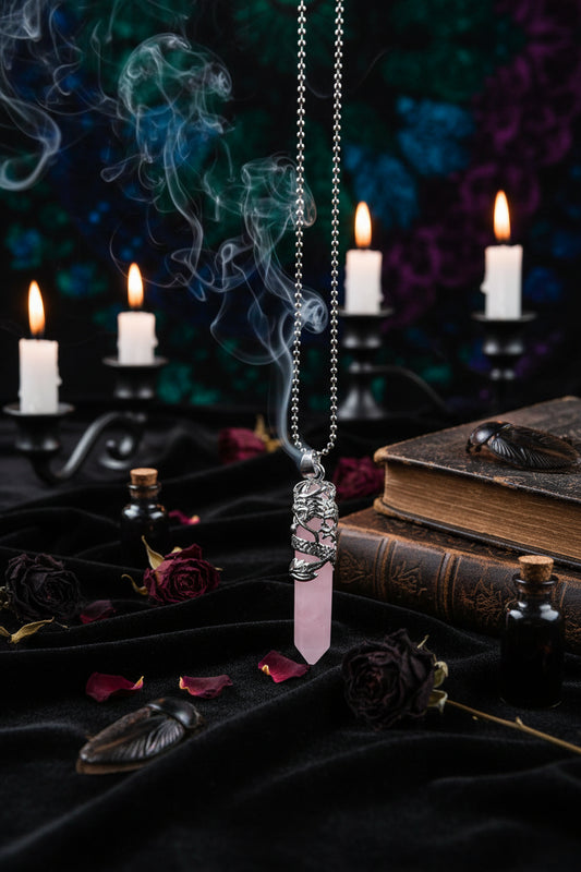 Dragon Totem Necklace - Sorceress Sanctuary Green Tomb-Golden sand-Pink crystal-Malachite-Blue Turquoise