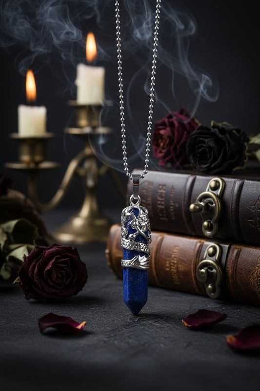 Dragon Totem Necklace - Sorceress Sanctuary Green Tomb-Golden sand-Pink crystal-Malachite-Blue Turquoise