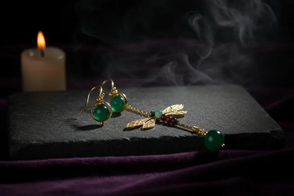 Dragonfly Earrings - Sorceress Sanctuary Gold-Dew-Dragonfly