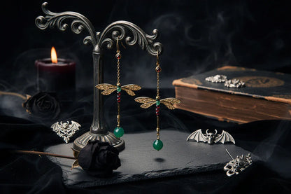 Dragonfly Earrings - Sorceress Sanctuary Gold-Dew-Dragonfly