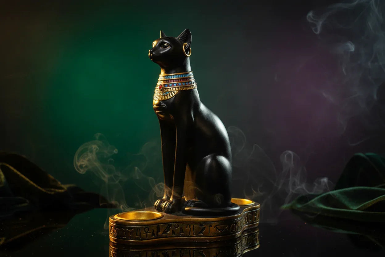 Egyptian Cat Holder - Sorceress Sanctuary Black