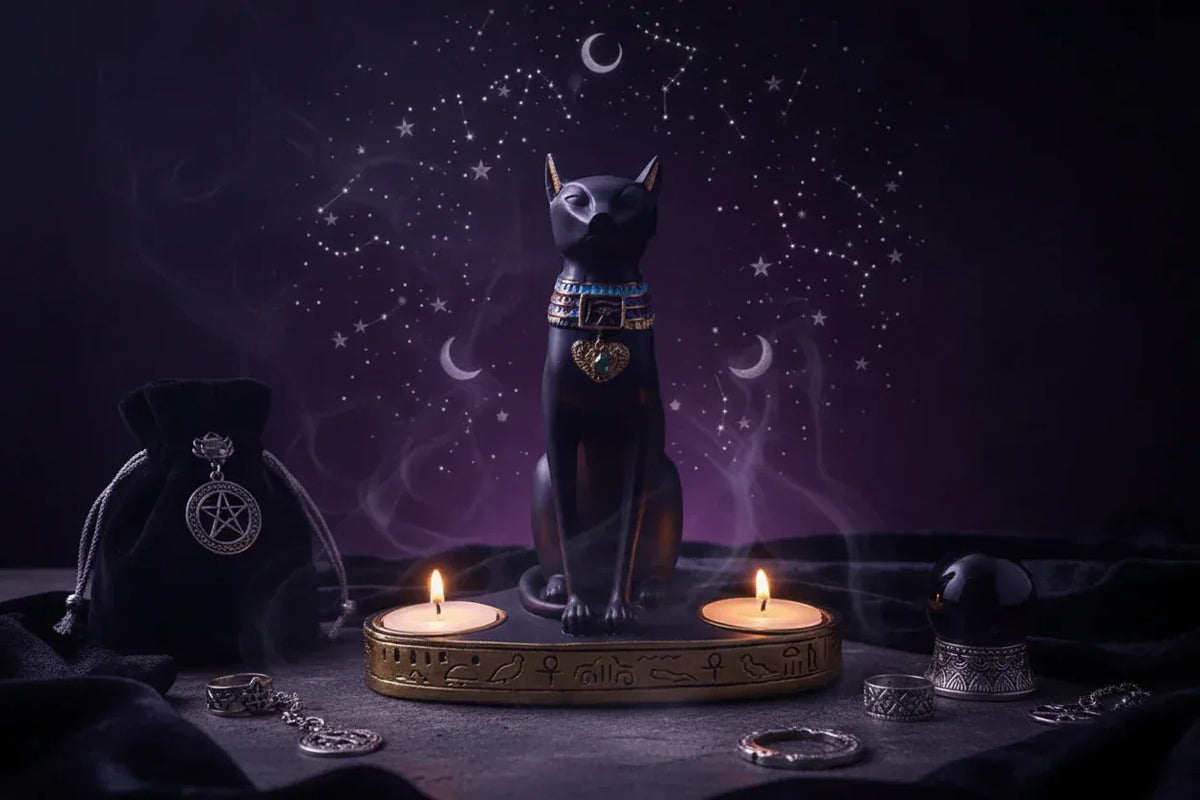 Egyptian Cat Holder - Sorceress Sanctuary Black