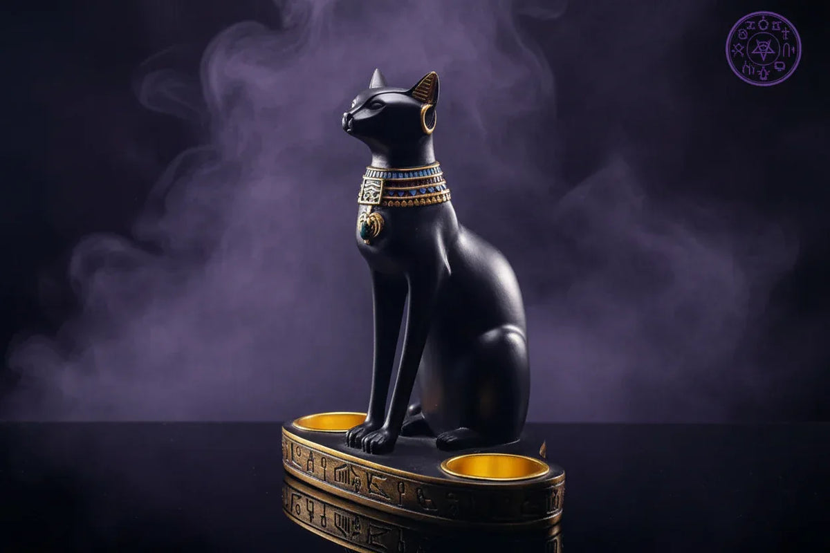 Egyptian Cat Holder - Sorceress Sanctuary Black