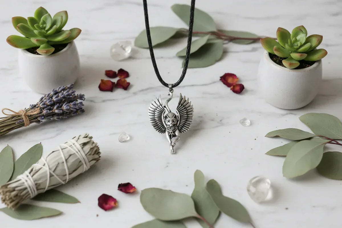 Egyptian Cat Necklace - Sorceress Sanctuary Gold-Silver
