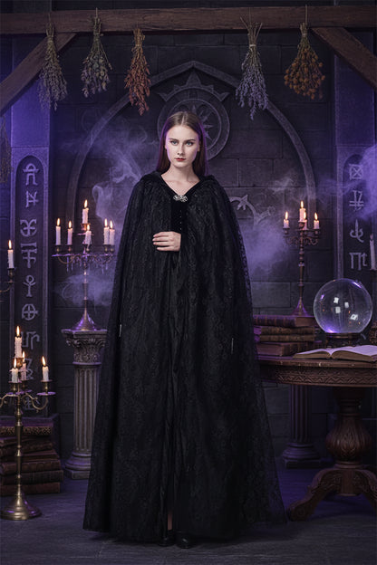 Elegant Lace Cloak - Sorceress Sanctuary Black / 150cm