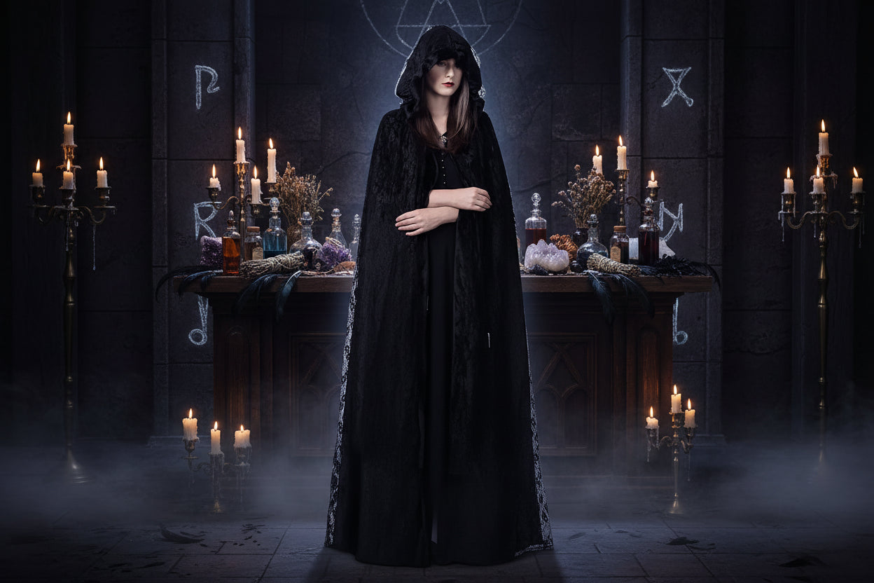 Elegant Lace Cloak - Sorceress Sanctuary Black / 150cm