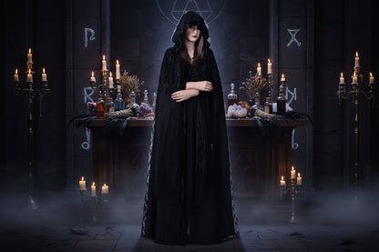 Elegant Lace Cloak - Sorceress Sanctuary Black / 150cm