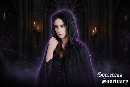 Elegant Lace Cloak - Sorceress Sanctuary Black / 150cm