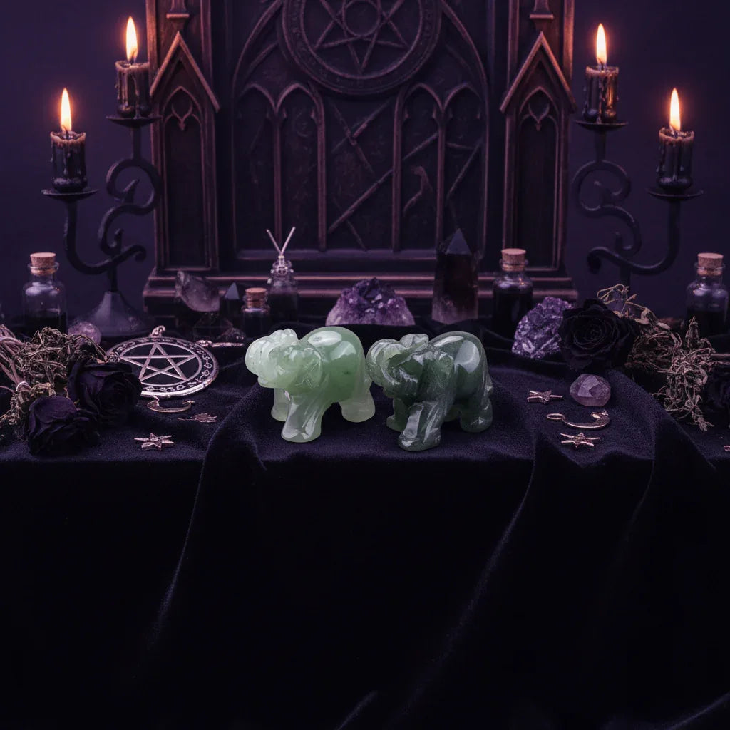 Elephant Crystal - Sorceress Sanctuary green aventurine / 1.5inch-Tiger Eye / 1.5inch-opal / 1.5inch-pink crystal / 1.5inch-Watermelon Crystal / 1.5inch