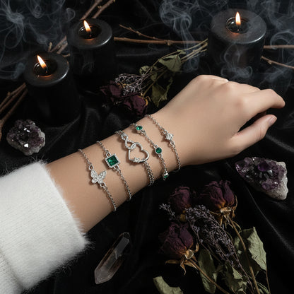 Bohemian Green Crystal | 5pc Bracelet Set - Sorceress Sanctuary