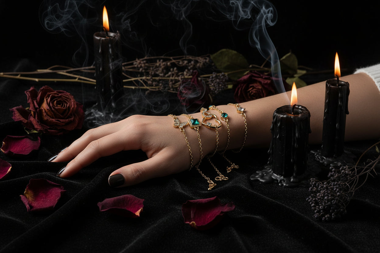 Bohemian Green Crystal | 5pc Bracelet Set - Sorceress Sanctuary