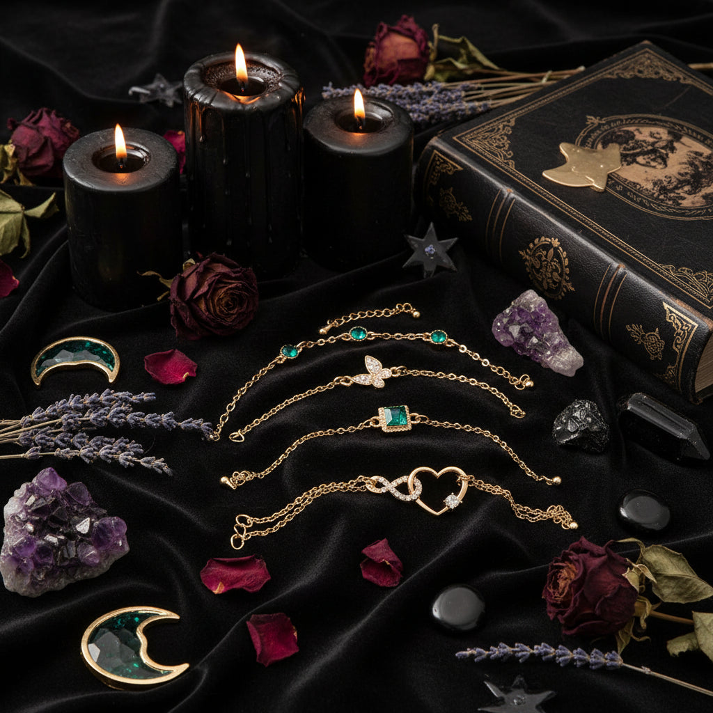 Bohemian Green Crystal | 5pc Bracelet Set - Sorceress Sanctuary