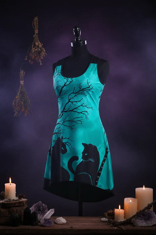 Enchanted Cat Dress - Sorceress Sanctuary Green / XL-Purple / 2XL-White / XL-White / S-White / 2XL