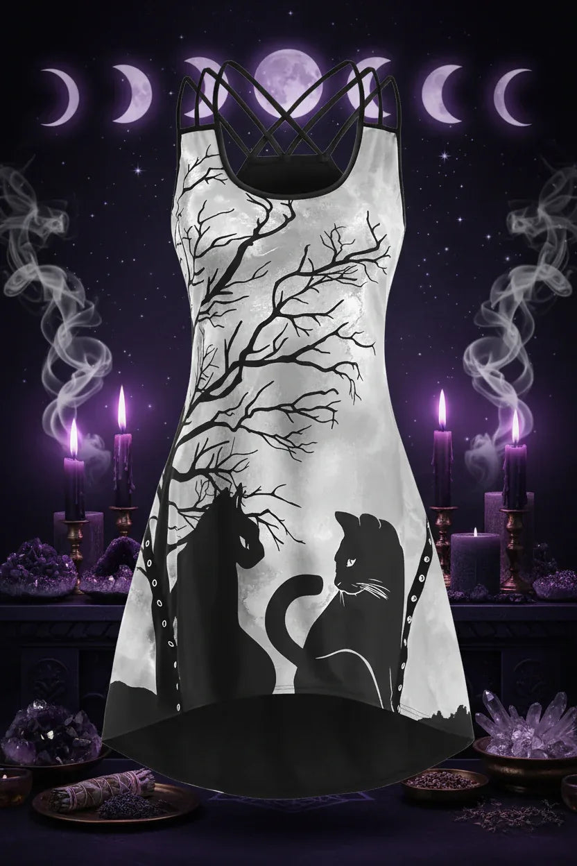 Enchanted Cat Dress - Sorceress Sanctuary Green / XL-Purple / 2XL-White / XL-White / S-White / 2XL