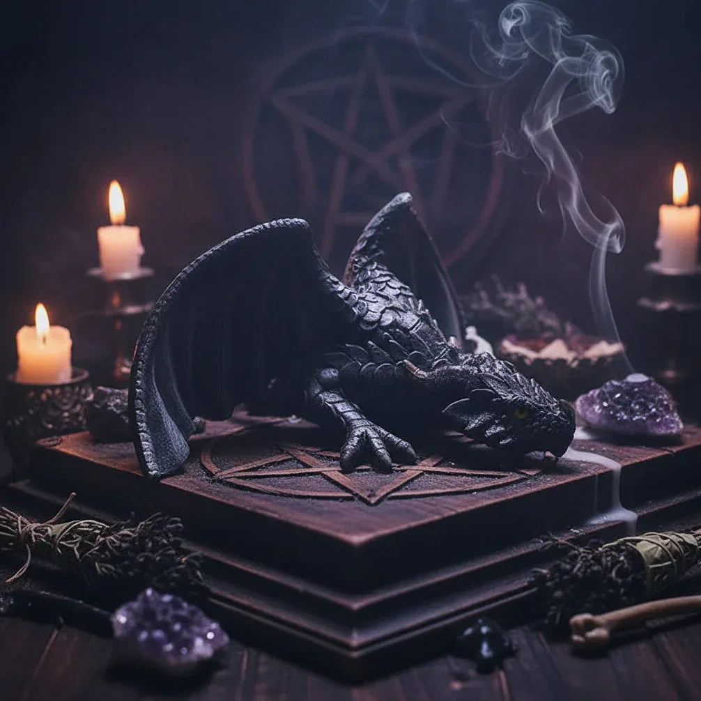 Enchanted Dragon Statue - Sorceress Sanctuary Crouching Dragon