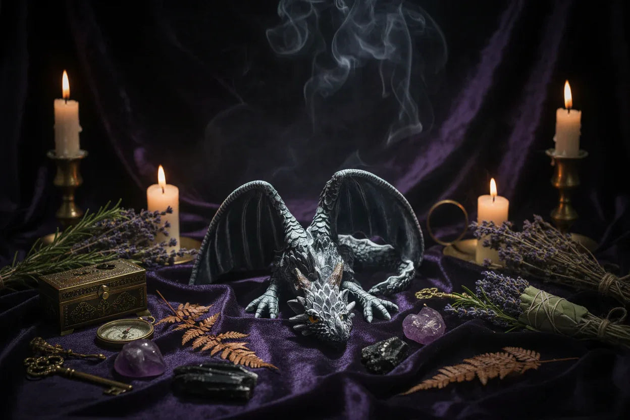 Enchanted Dragon Statue - Sorceress Sanctuary Crouching Dragon