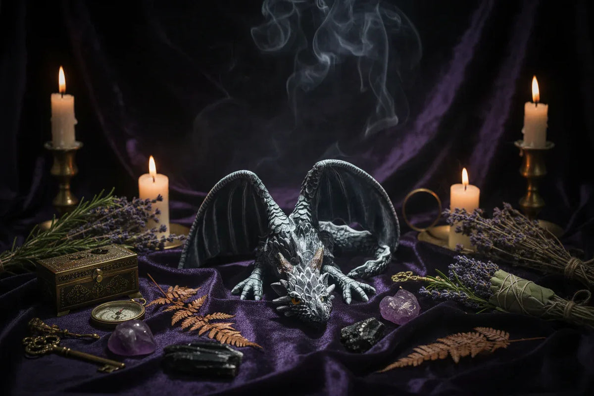 Enchanted Dragon Statue - Sorceress Sanctuary Crouching Dragon